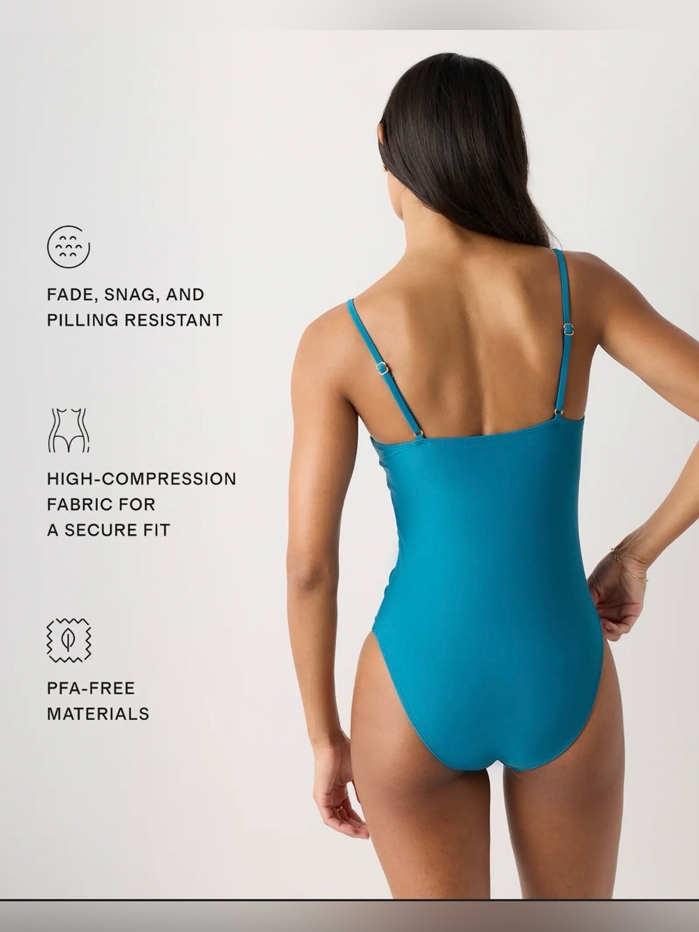 QUINCE Italian Cami One-Piece Swimsuit Lagoon Teal Blue NEW hygienic liner M - Picture 4 of 13